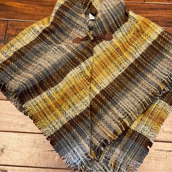 MARC NNEW YORK elegant shades of brown & gold fringe cape/poncho One Size - Picture 10 of 15